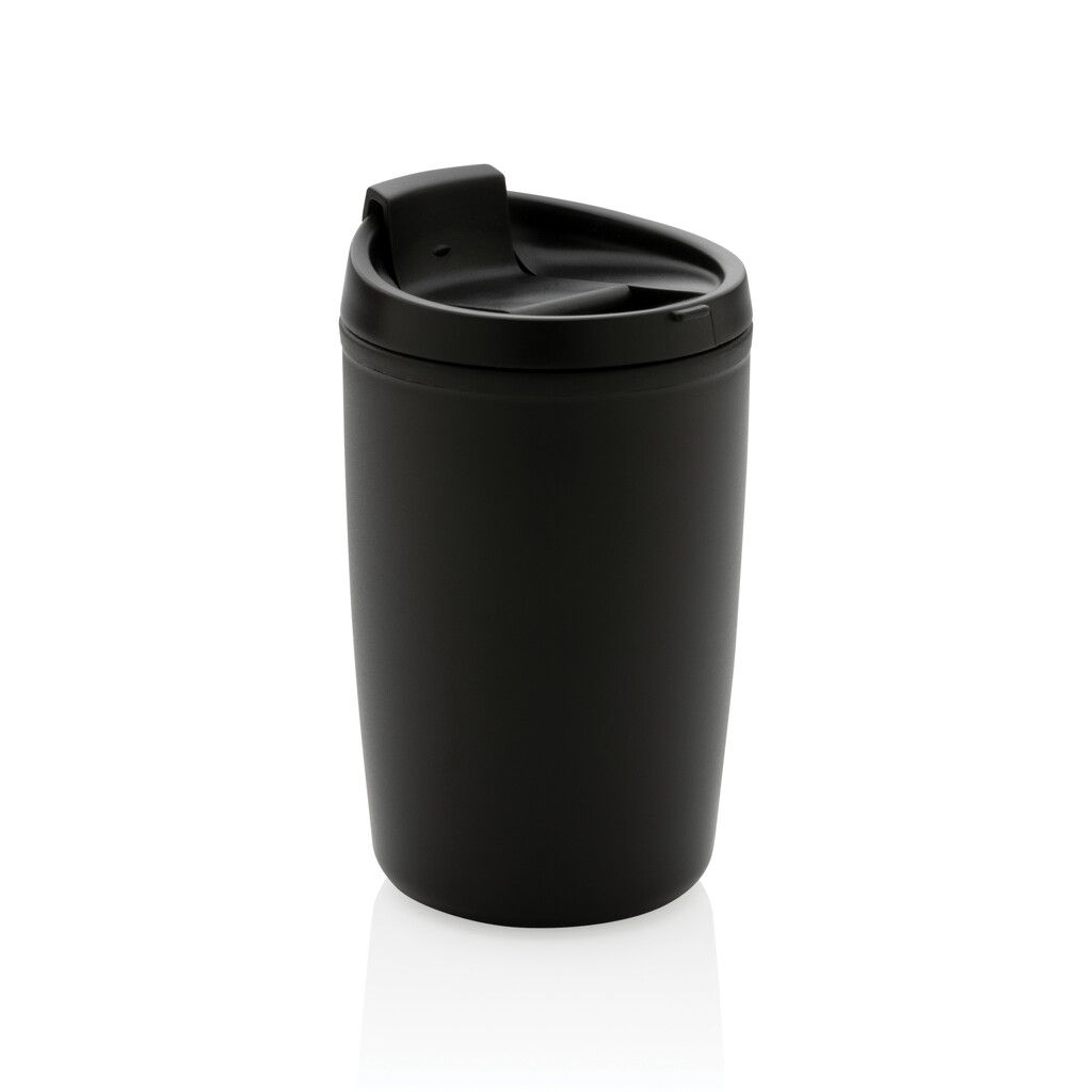 GRS recycelter PP-Becher mit Flip-Deckel - schwarz-989