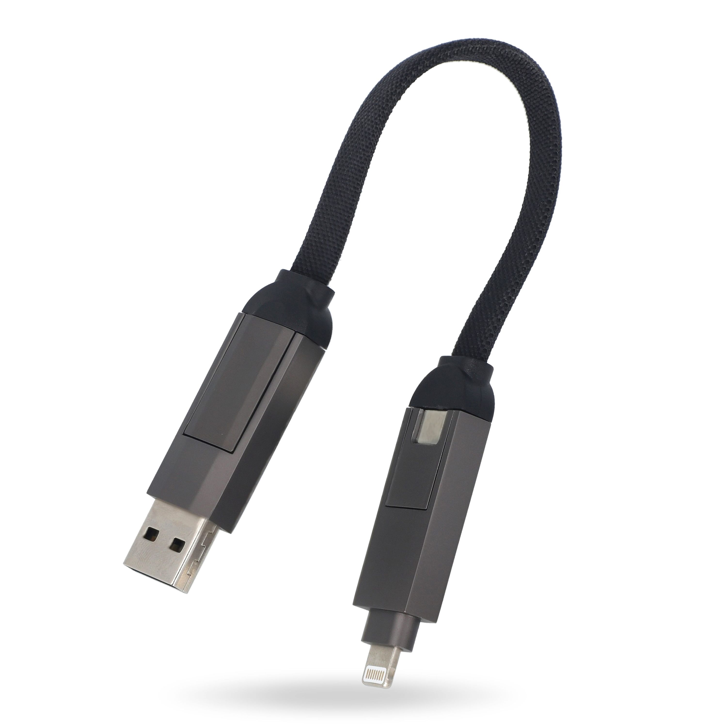 Multifunktionales 4-in-1 Kabel Schlüsselanhänger Größe 60 W - schwarz-625