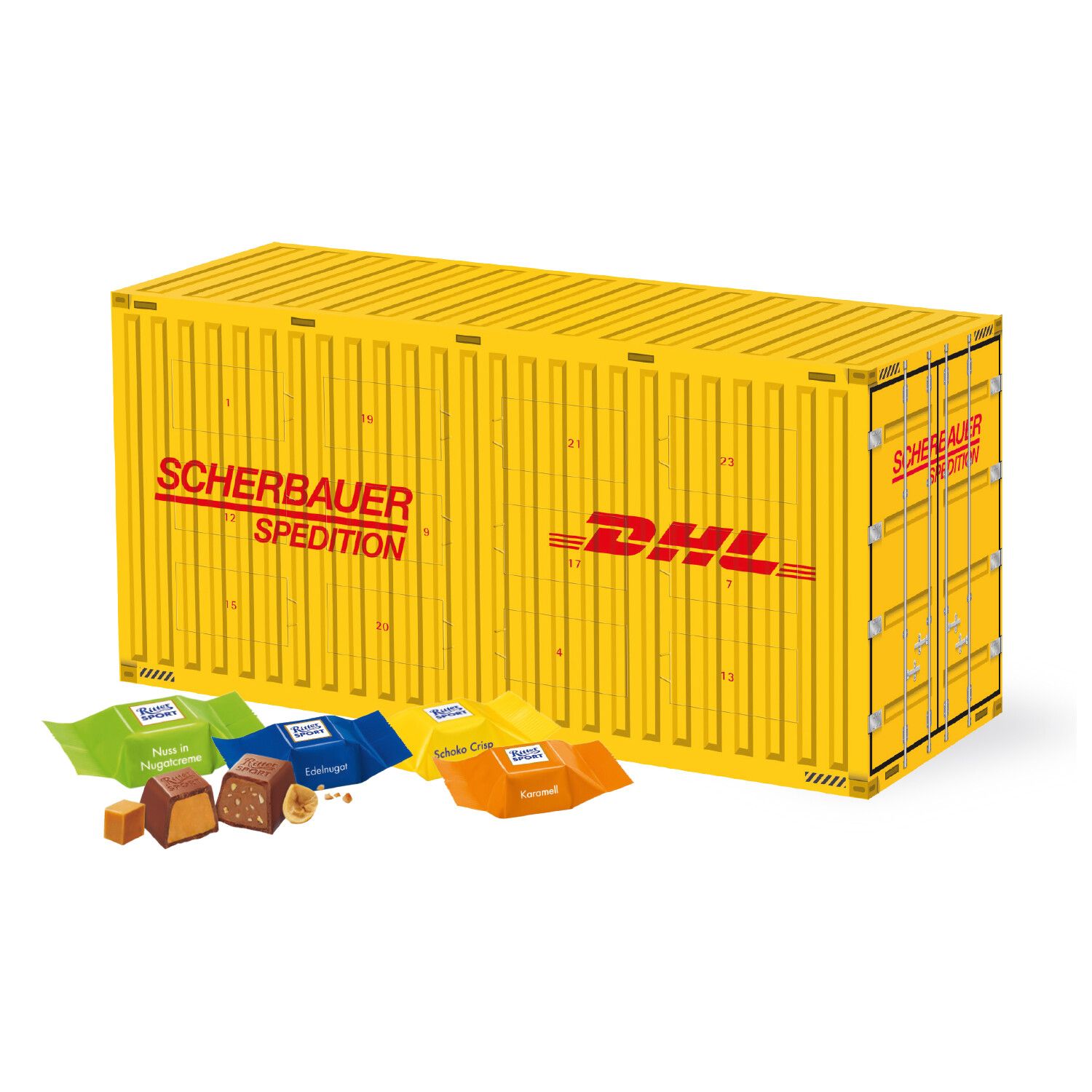 3D Adventskalender "Container" mit Ritter Sport Schokowürfel-10