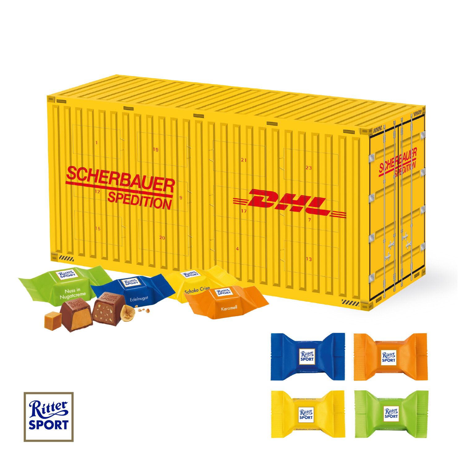 3D Adventskalender "Container" mit Ritter Sport Schokowürfel-10