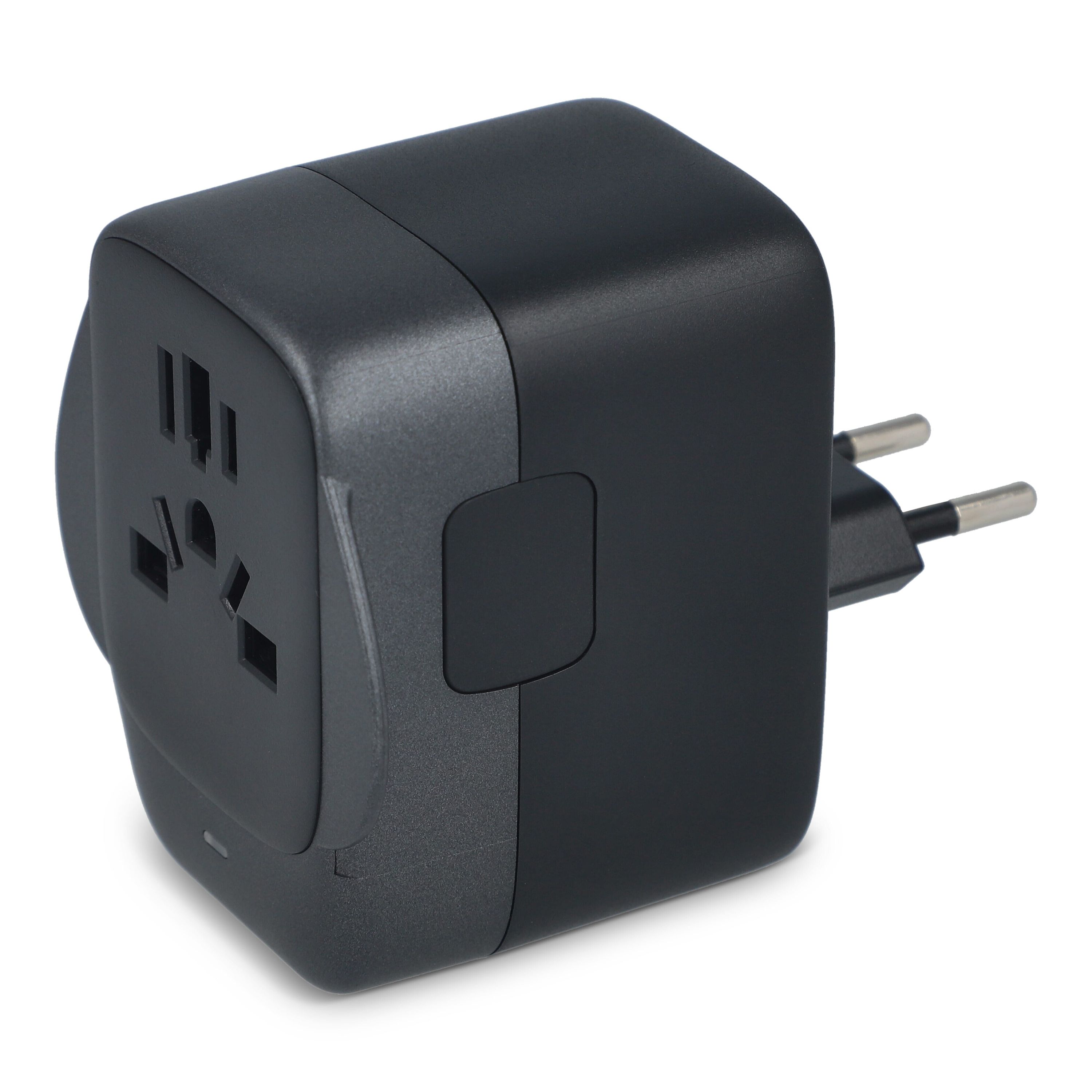 PowerPro Reiseadapter aus Kunststoff - schwarz-839