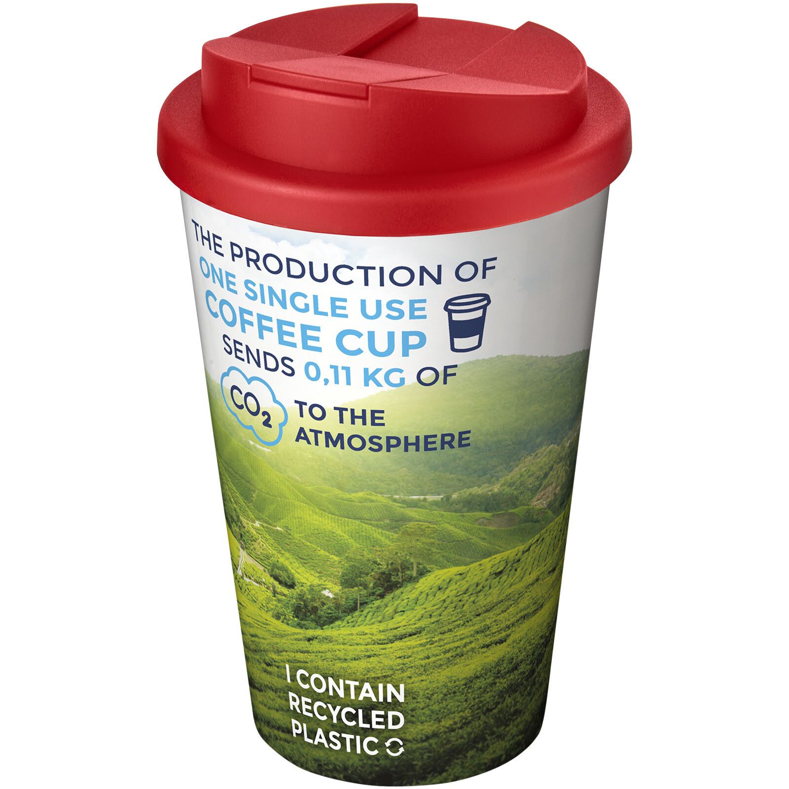 Brite-Americano 350 ml Isolierbecher mit auslaufsicherem Schraubverschluss - weiss -  rot-588