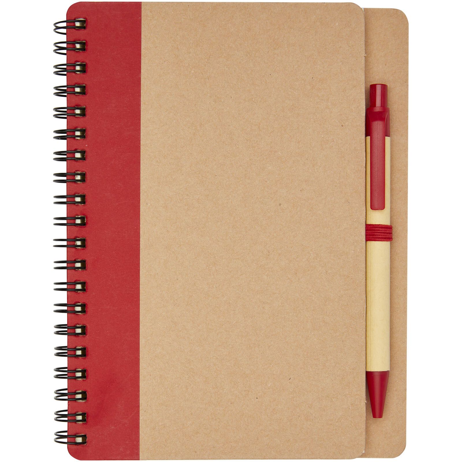 Priestly A6 Recycling Notizbuch mit Stift - natur -  rot-740