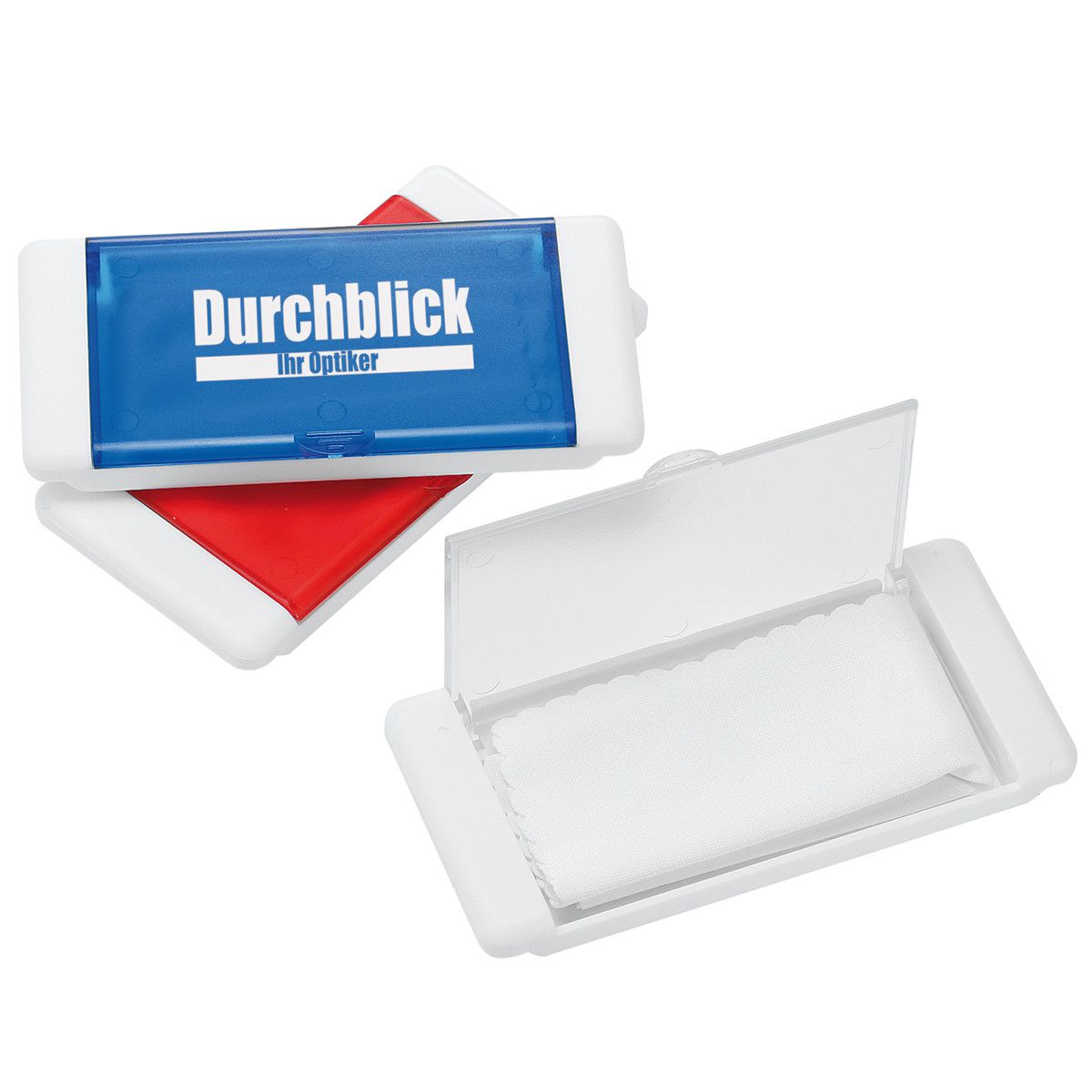 Mikrofasertuch Box - weiß, rot - transparent-129