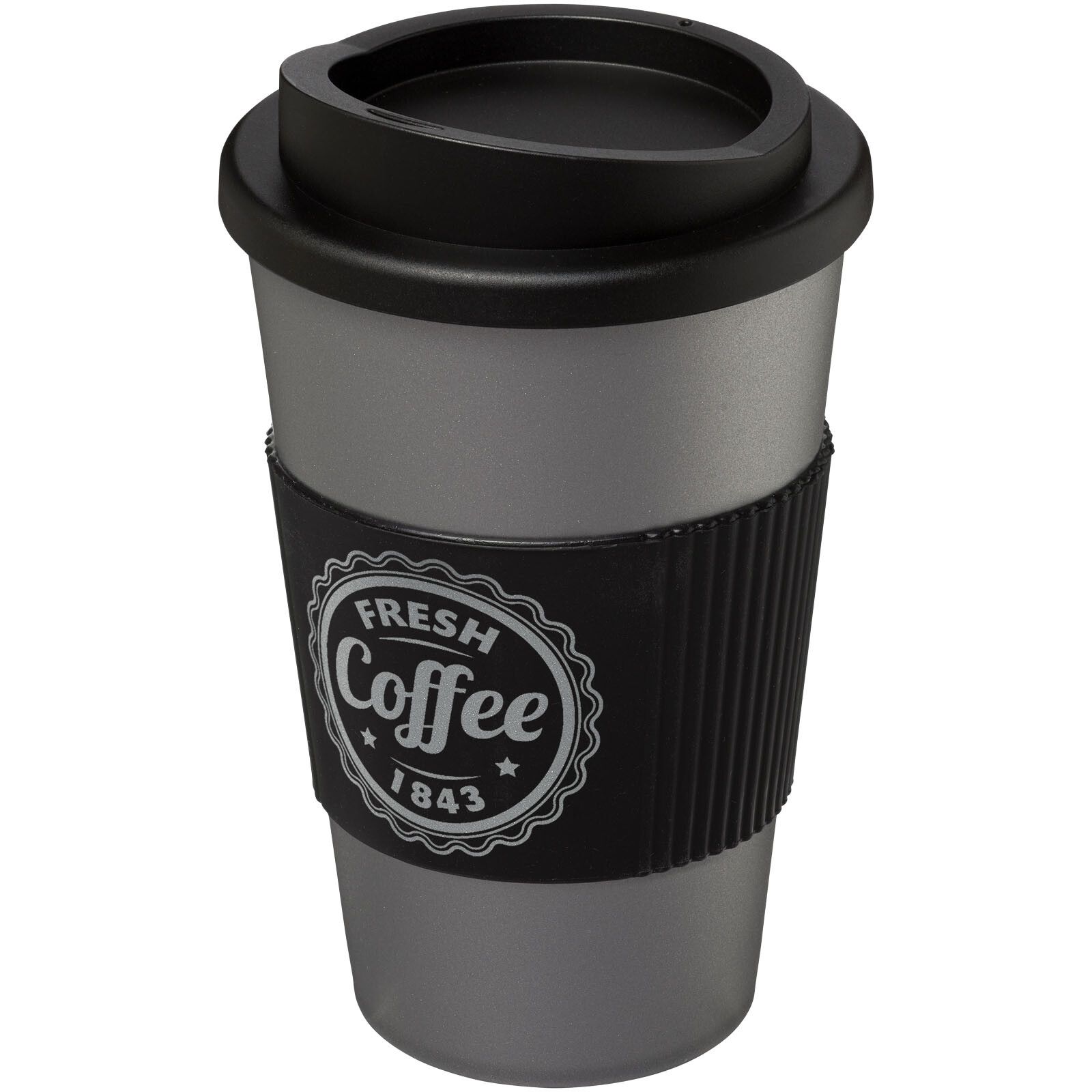 Americano 350 ml Isolierbecher mit Schutzring - silber -  schwarz-113