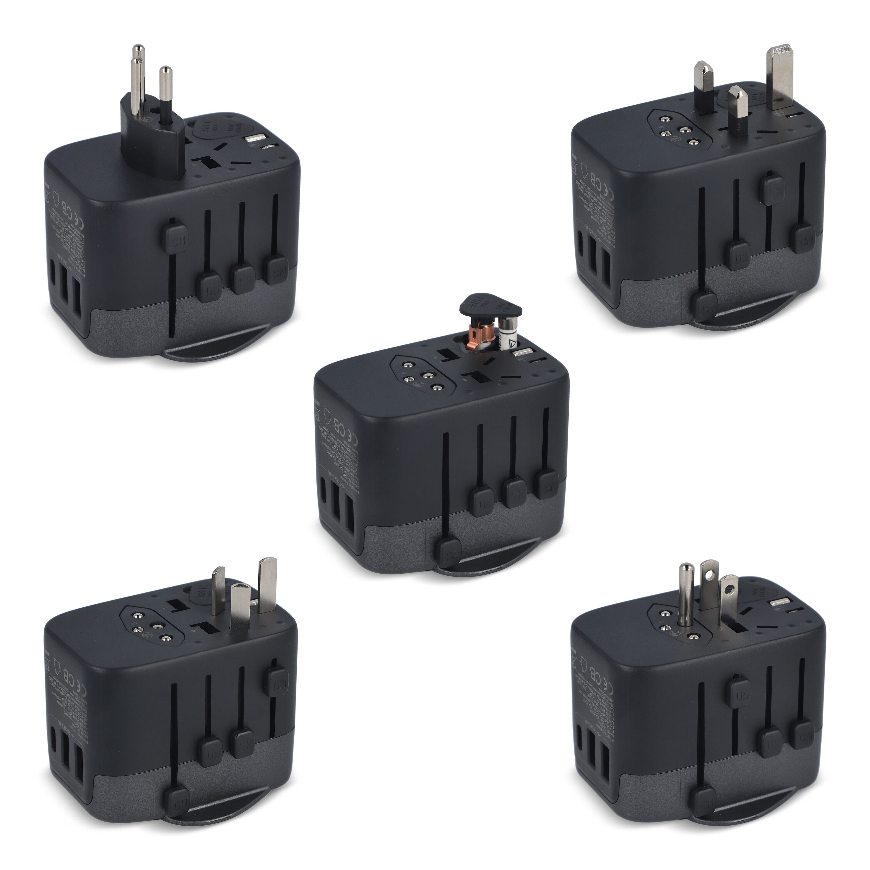 PowerPro Reiseadapter aus Kunststoff - schwarz-422