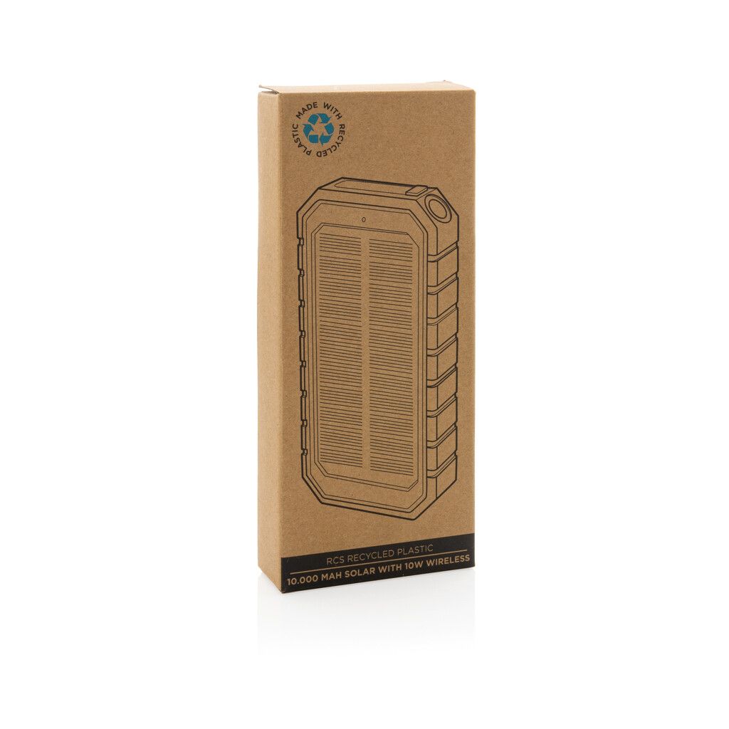 10.000 mAh Solar-Powerbank mit 10W Wireless aus RCS Plastik - schwarz-666