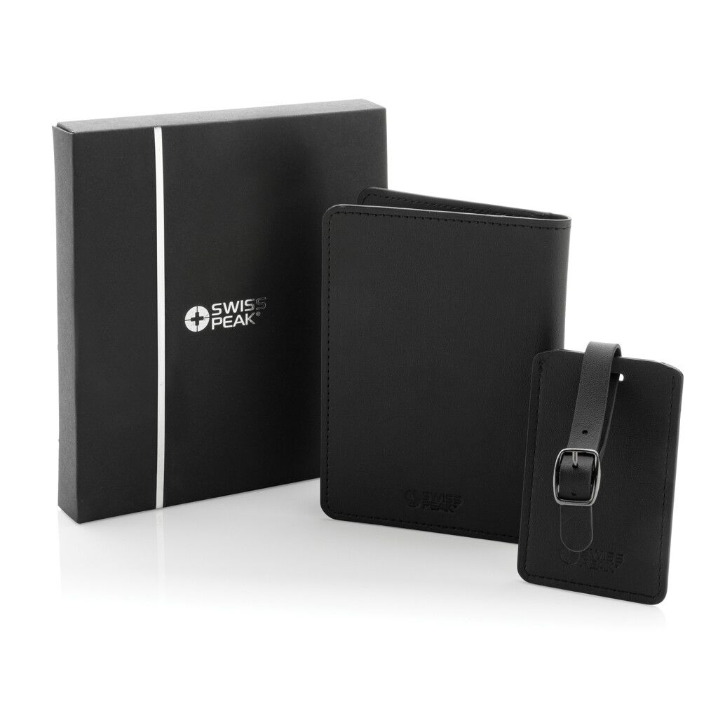 Swiss Peak Reise-Geschenkset aus GRS recyceltem PU - schwarz-957
