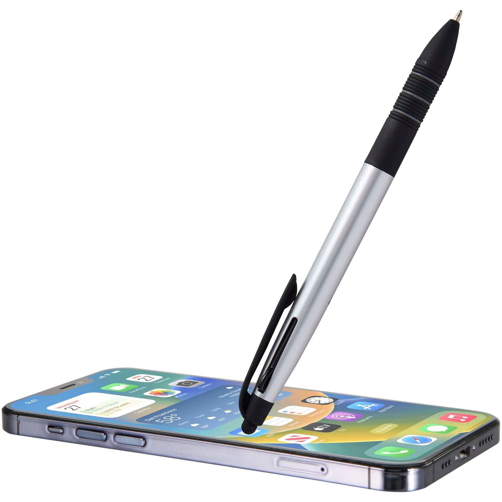 Trine 3-Farben RCS recycelter Kugelschreiber mit Stylus - silber-334