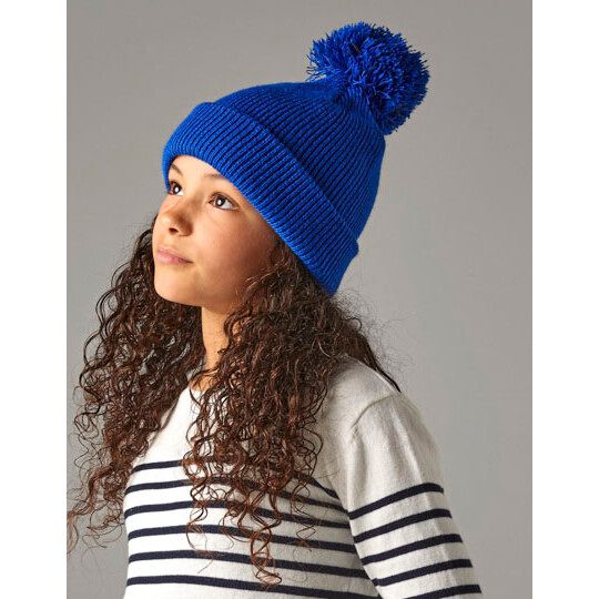 Junior Reflective Bobble Beanie - french navy-292