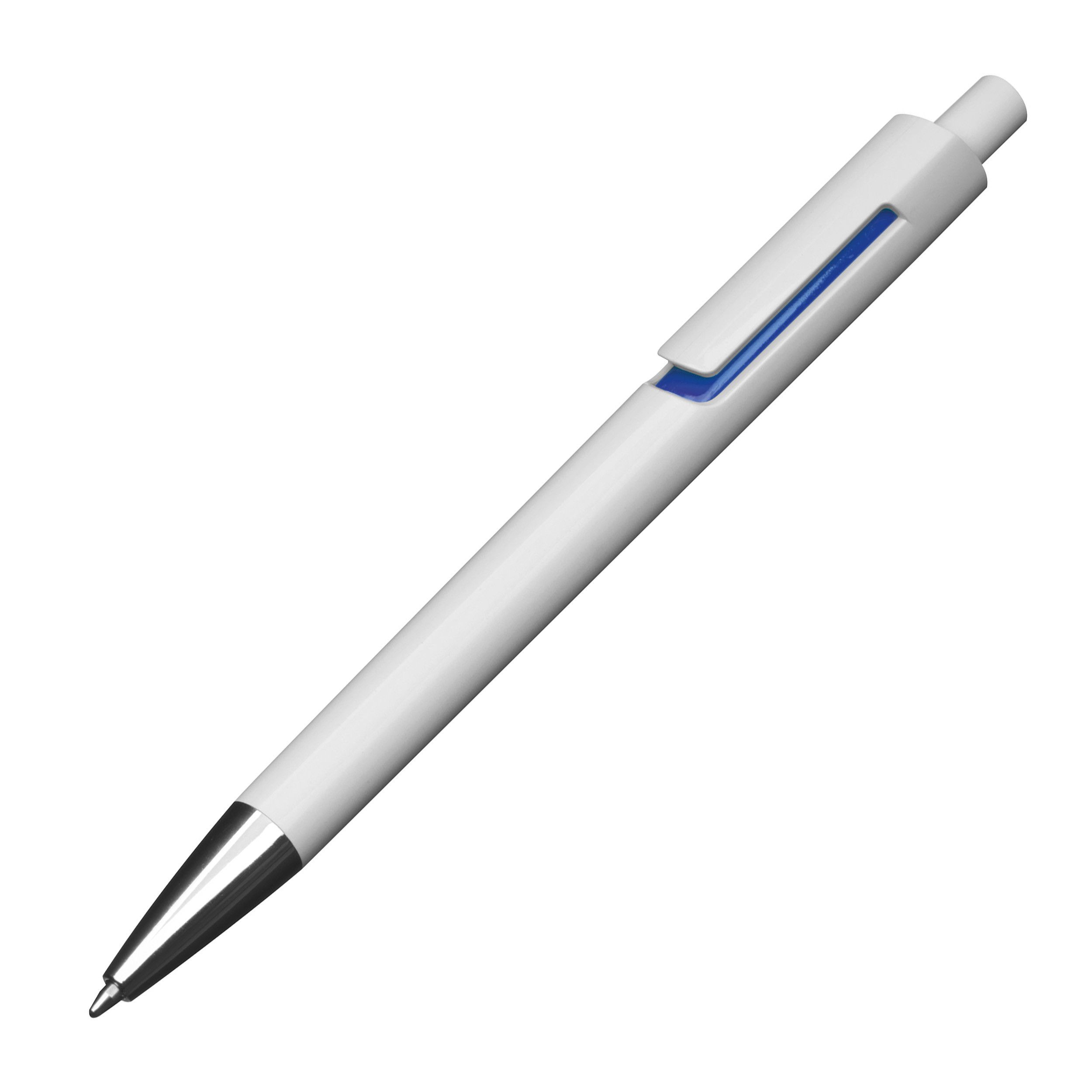 Weißer Kugelschreiber mit farbigen Applikationen  - blau-12
