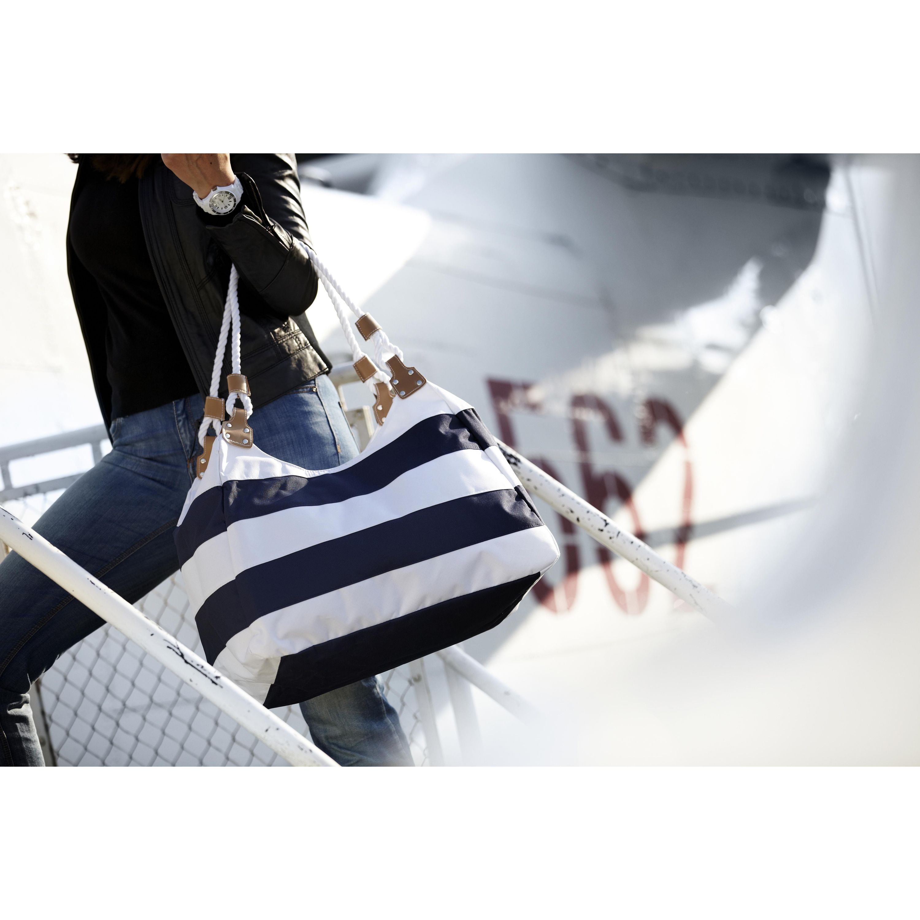 Strandtasche aus Polyester Christopher - blau - weiß-152