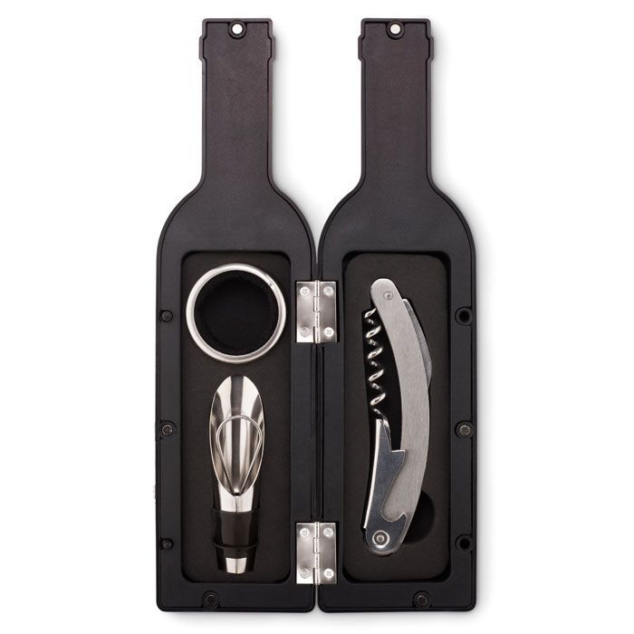 Wein-Set Flasche SETTIE - schwarz-223