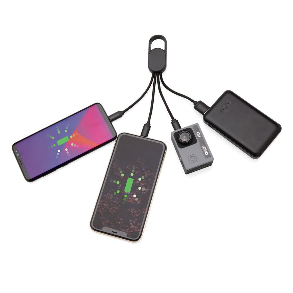 4-in-1 Kabel mit Karabiner-Clip - schwarz-871