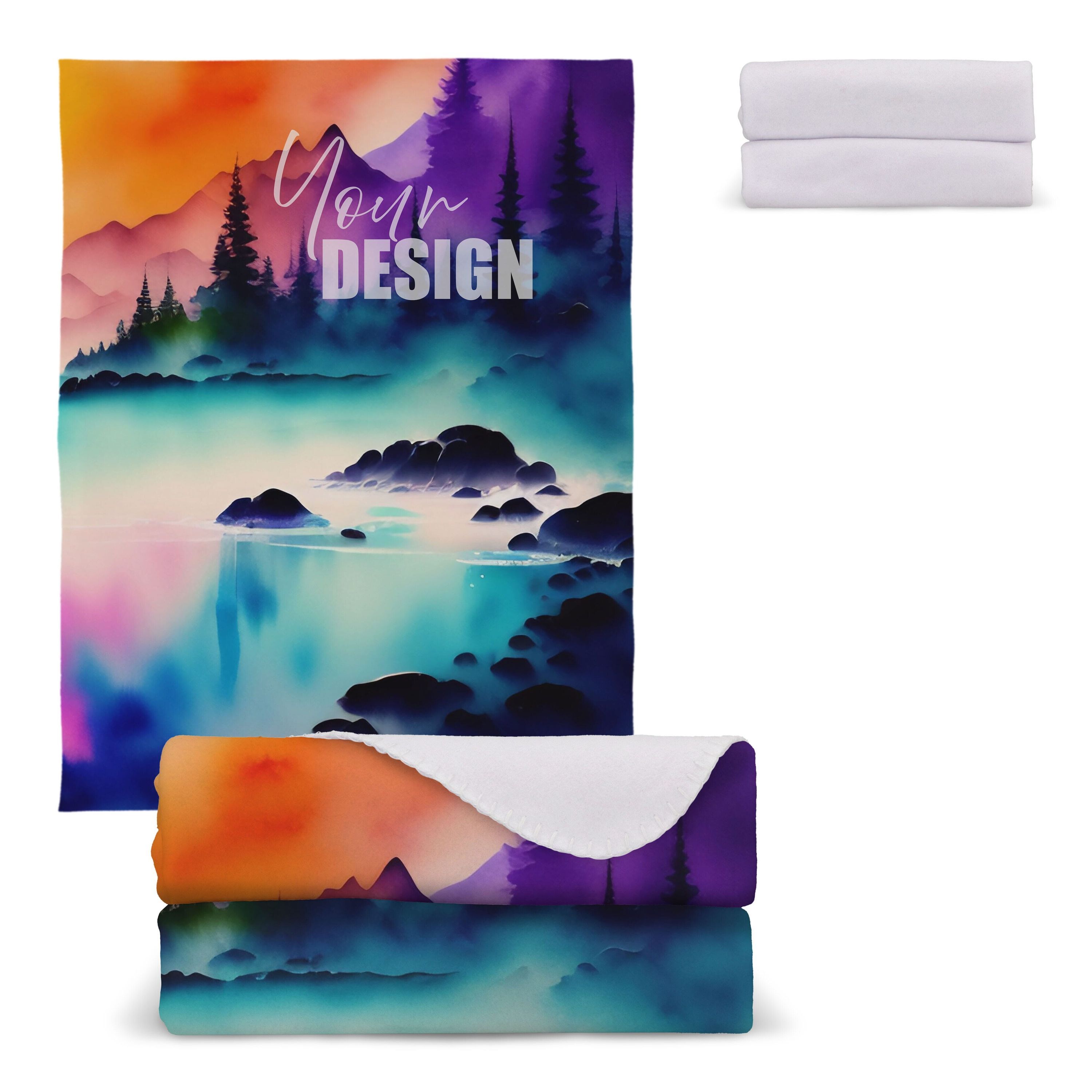 Polarfleece-Decke OEKO-TEX®  Sublimation 130 x 170 cm 290 g/m² - weiss-38