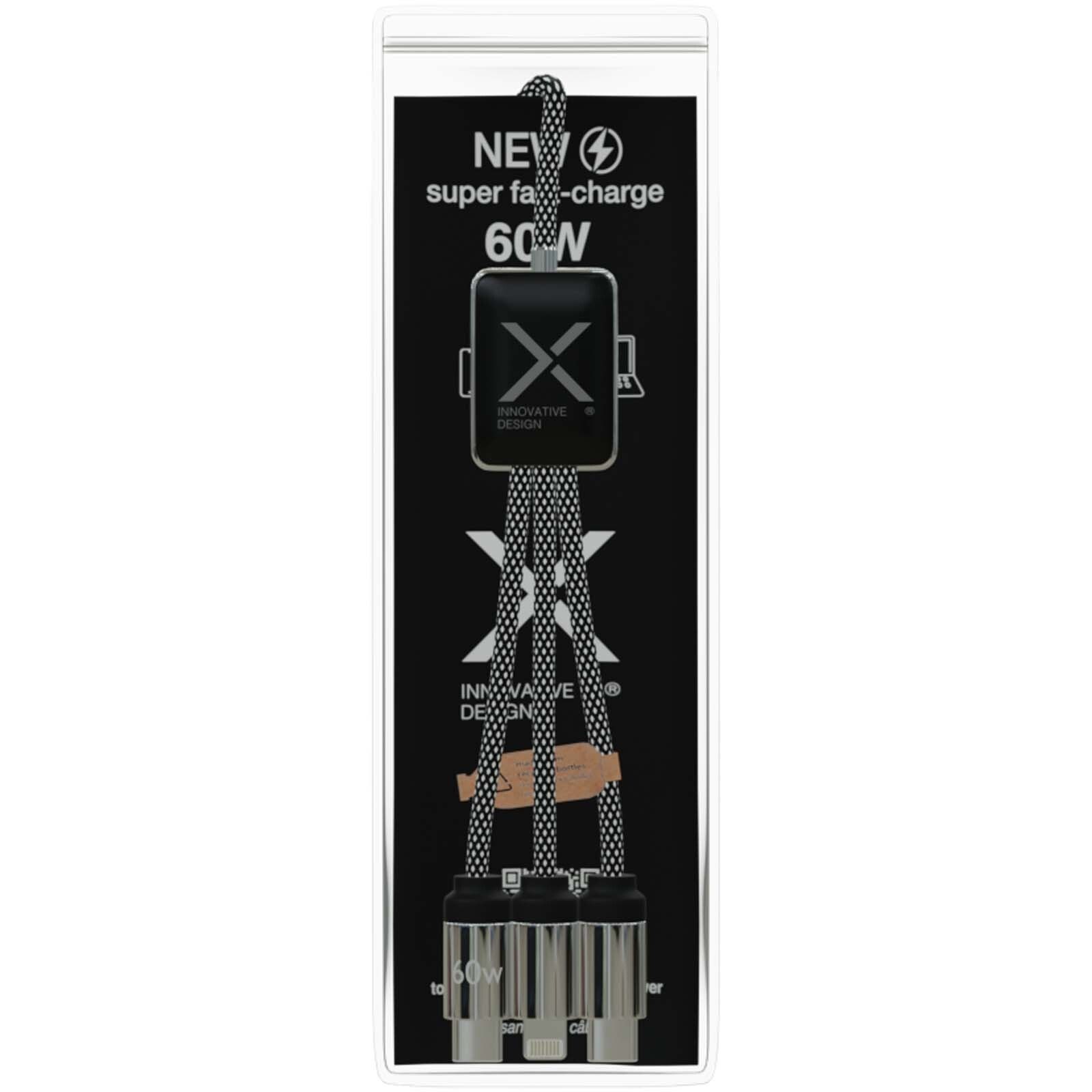 SCX.design C33 60W Typ C Ladekabel mit doppeltem Leuchtlogo  - heather schwarz-311