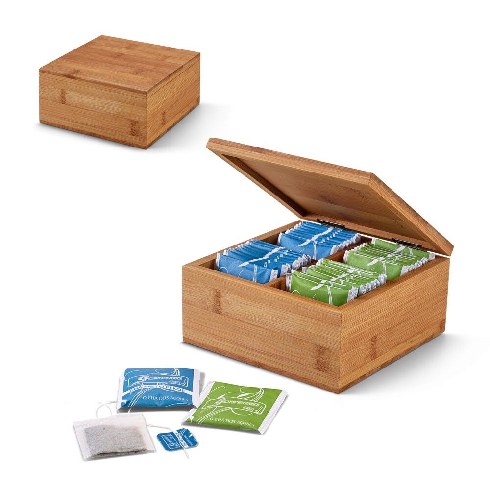 ARNICA Teebox aus Bambus mit 4 Fächern und einem Magnetverschluss - natur-806