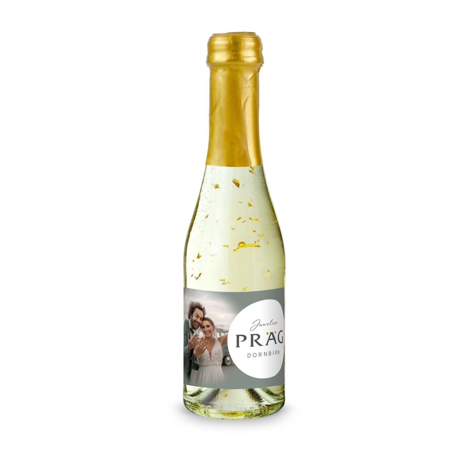 Piccolo Golden Flakes - Flasche klar, 0,2 l - Kapselfarbe Gold-540