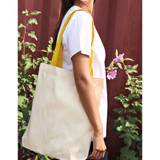 Twill Bag With Contrast Handles - nature - yellow-650