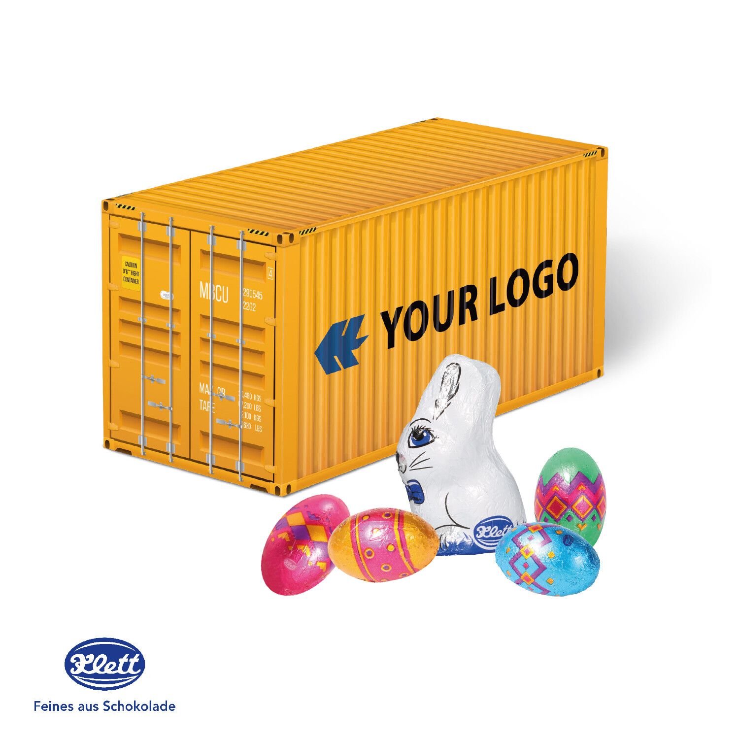 3D Präsent "Container" Ostern mit Klett Schokoladenmischung-445