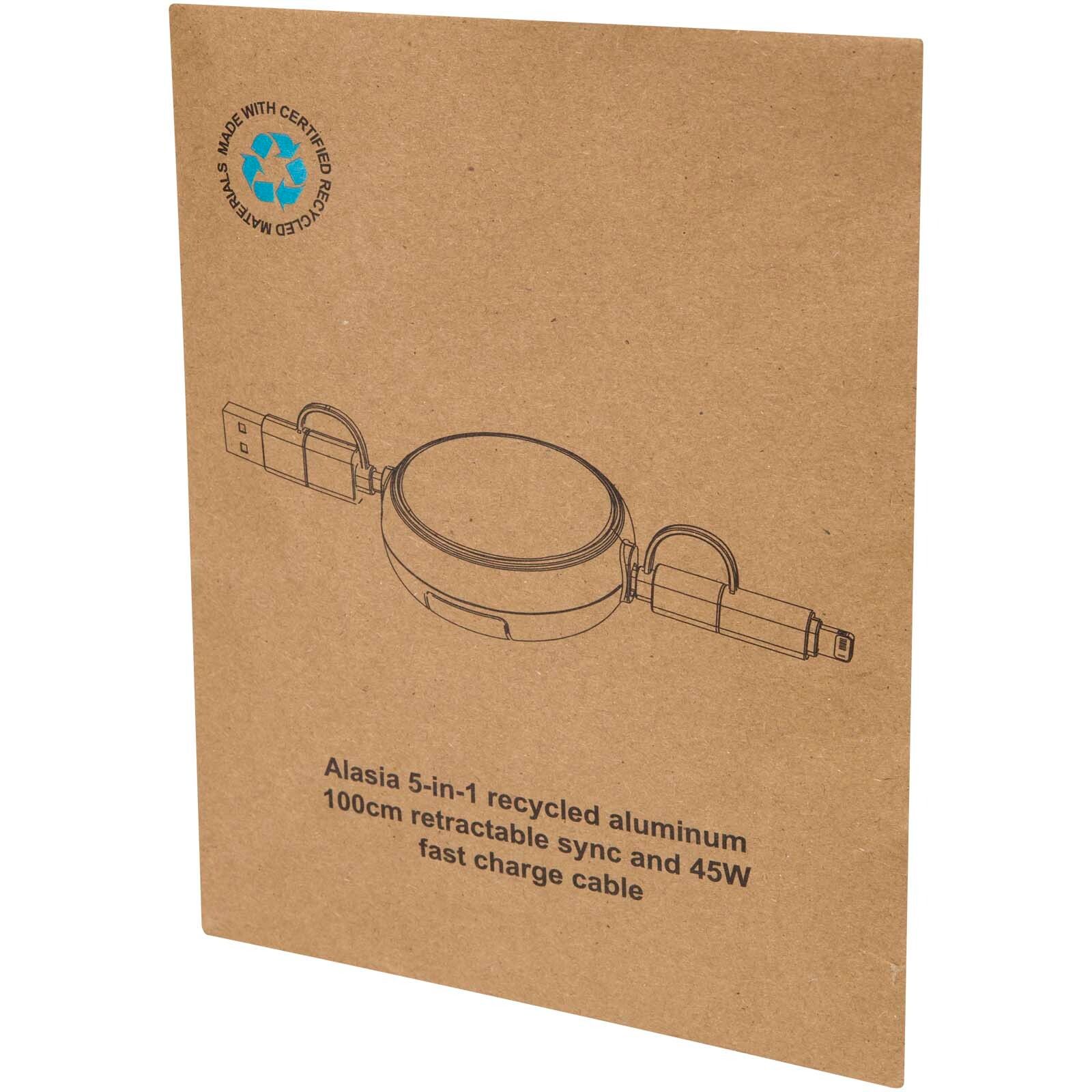Alasia 100 cm 5-in-1 Kabel aus recyceltem Kunststoff und Aluminium, einziehbar, für Datenübertragung und mit 45W Schnellladung - schwarz-436