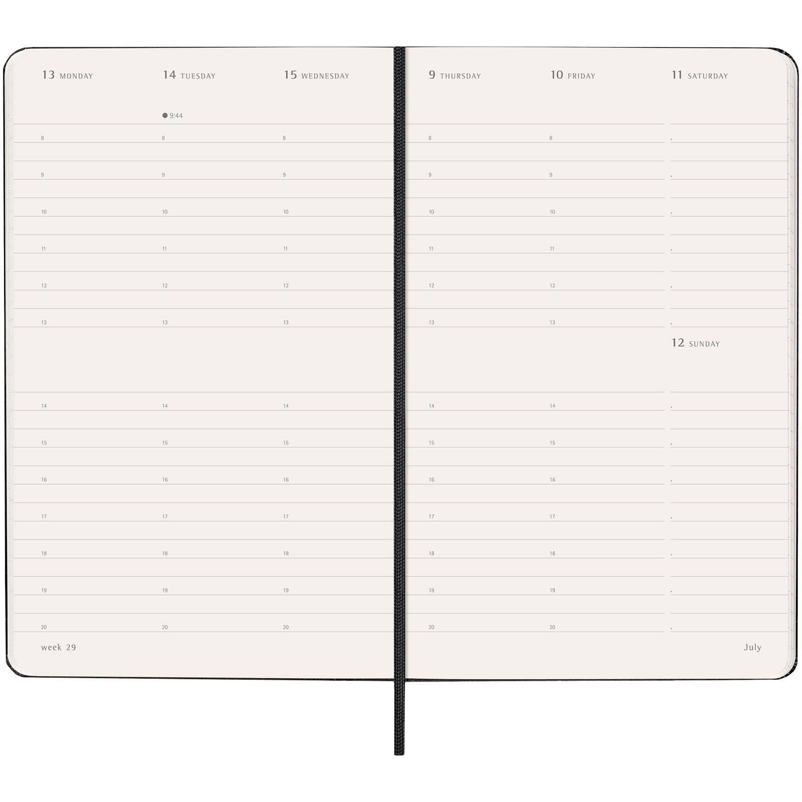 Moleskine Hardcover 12 Monate Wochenkalender L vertikal - schwarz-576