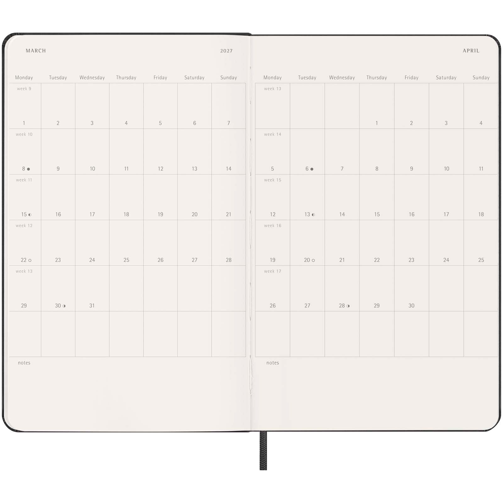 Moleskine Hardcover 12 Monate Wochenkalender L vertikal - schwarz-576