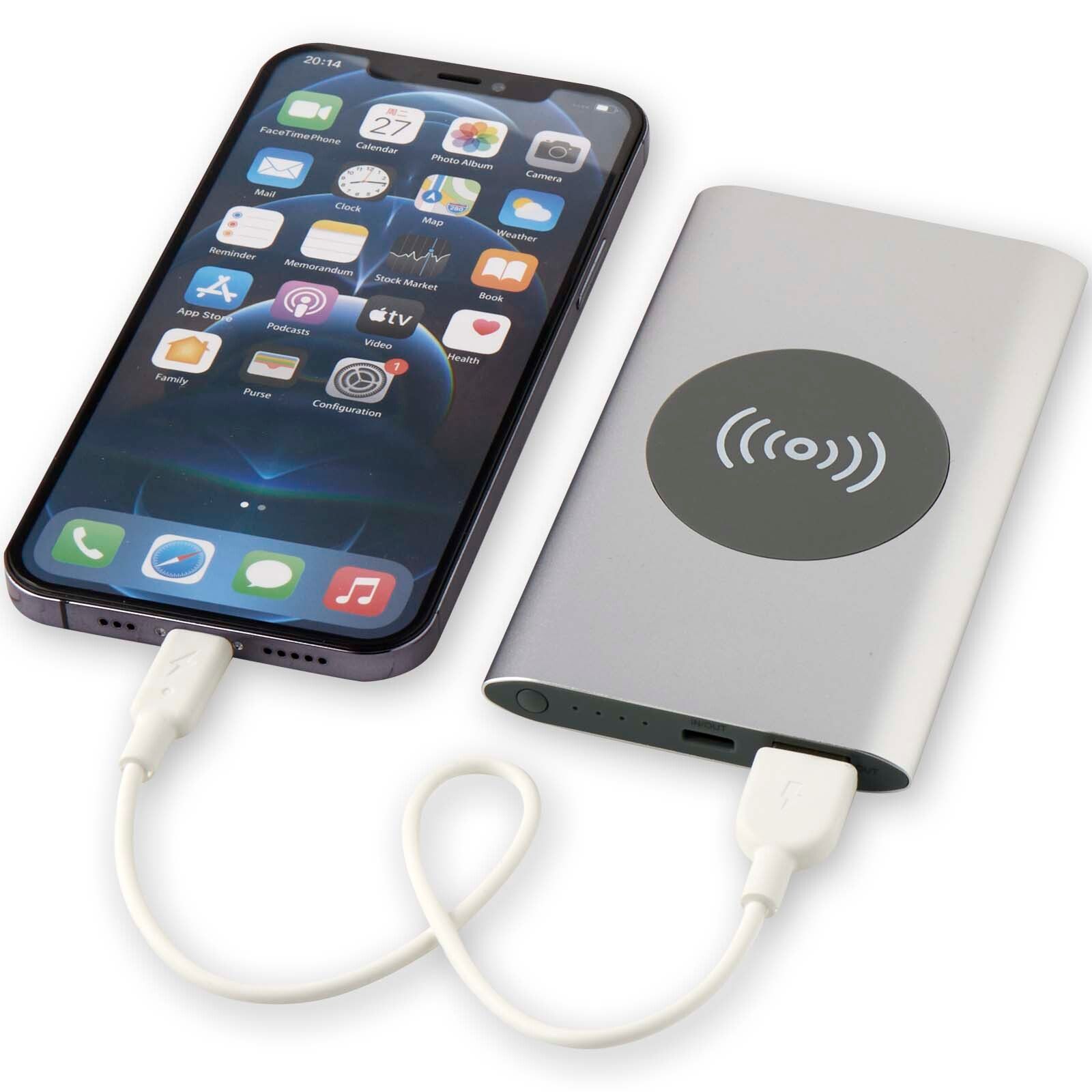 Juice 4000 mAh Typ-C kabellose Powerbank aus recyceltem Aluminium  - silber-342