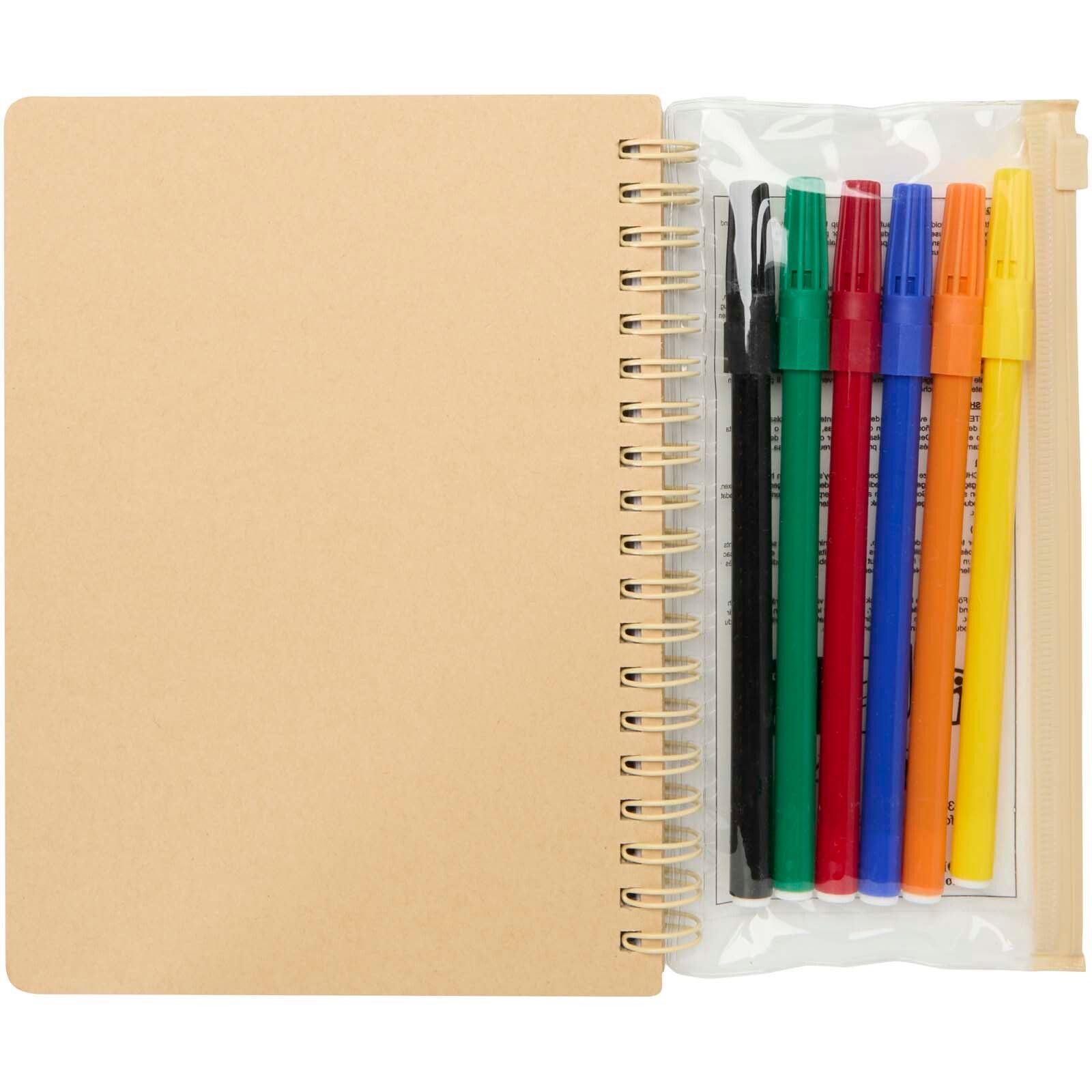 Squiggle B6 Hardcover Notizbuch mit Marker-Set - natur-502