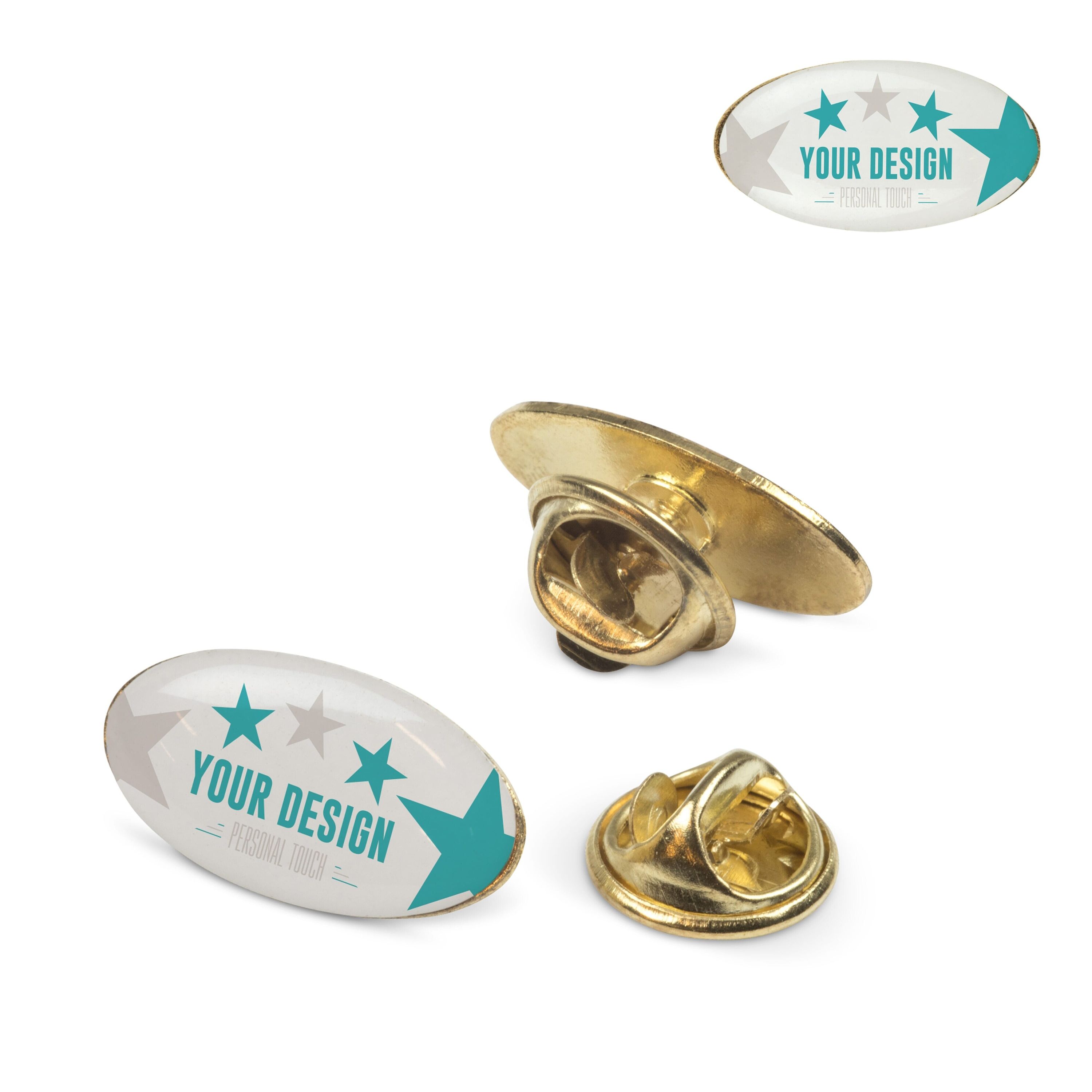 Metall Pin oval 20x12mm - gold satin-133