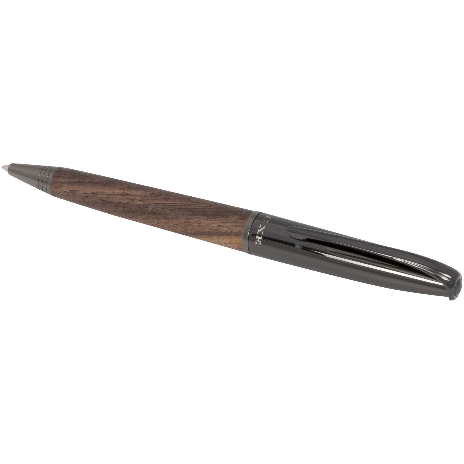 Loure Kugelschreiber mit Holzschaft (schwarze Mine) - schwarz -  dunkelbraun-421