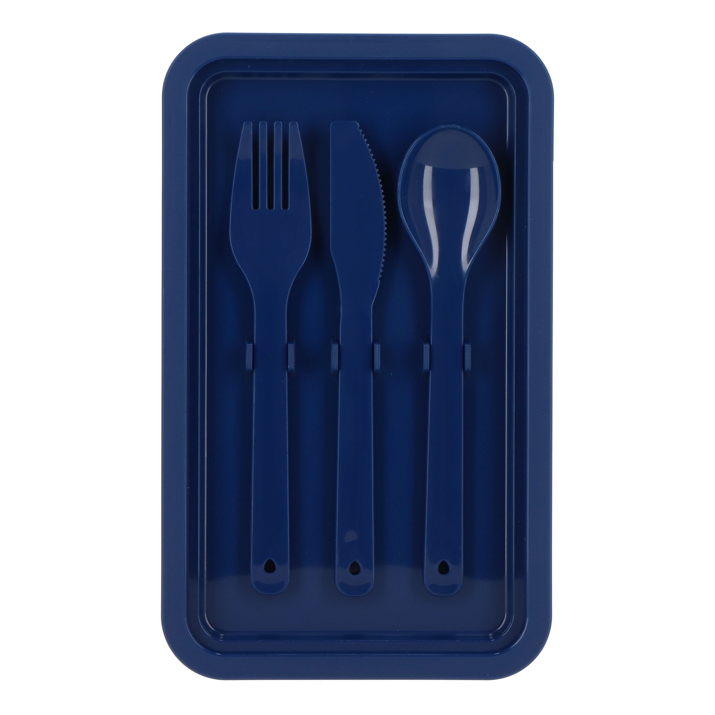 Doppelte Lunchbox mit Besteck - dunkelblau-202