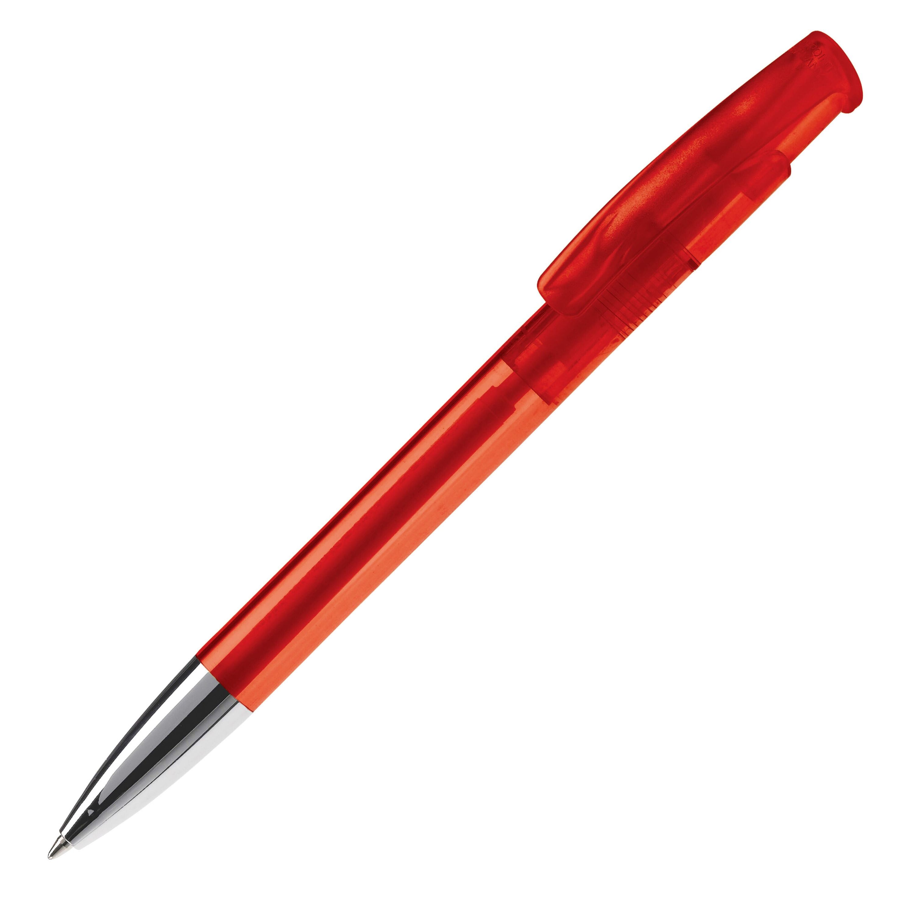 Kugelschreiber Avalon Transparent mit Metallspitze - transparent  -  rot-512