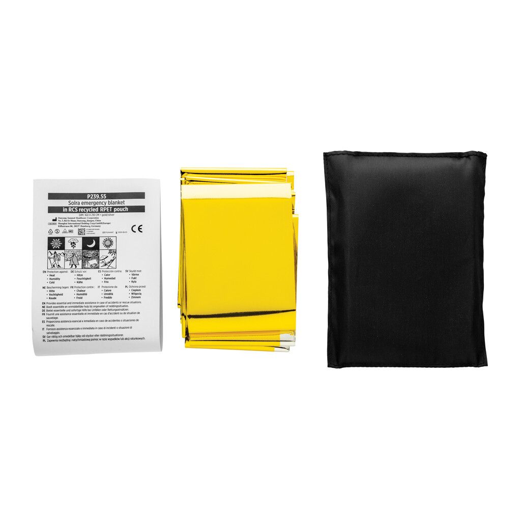 Solra-Rettungsdecke in RCS-Tasche aus recyceltem RPET - schwarz-755