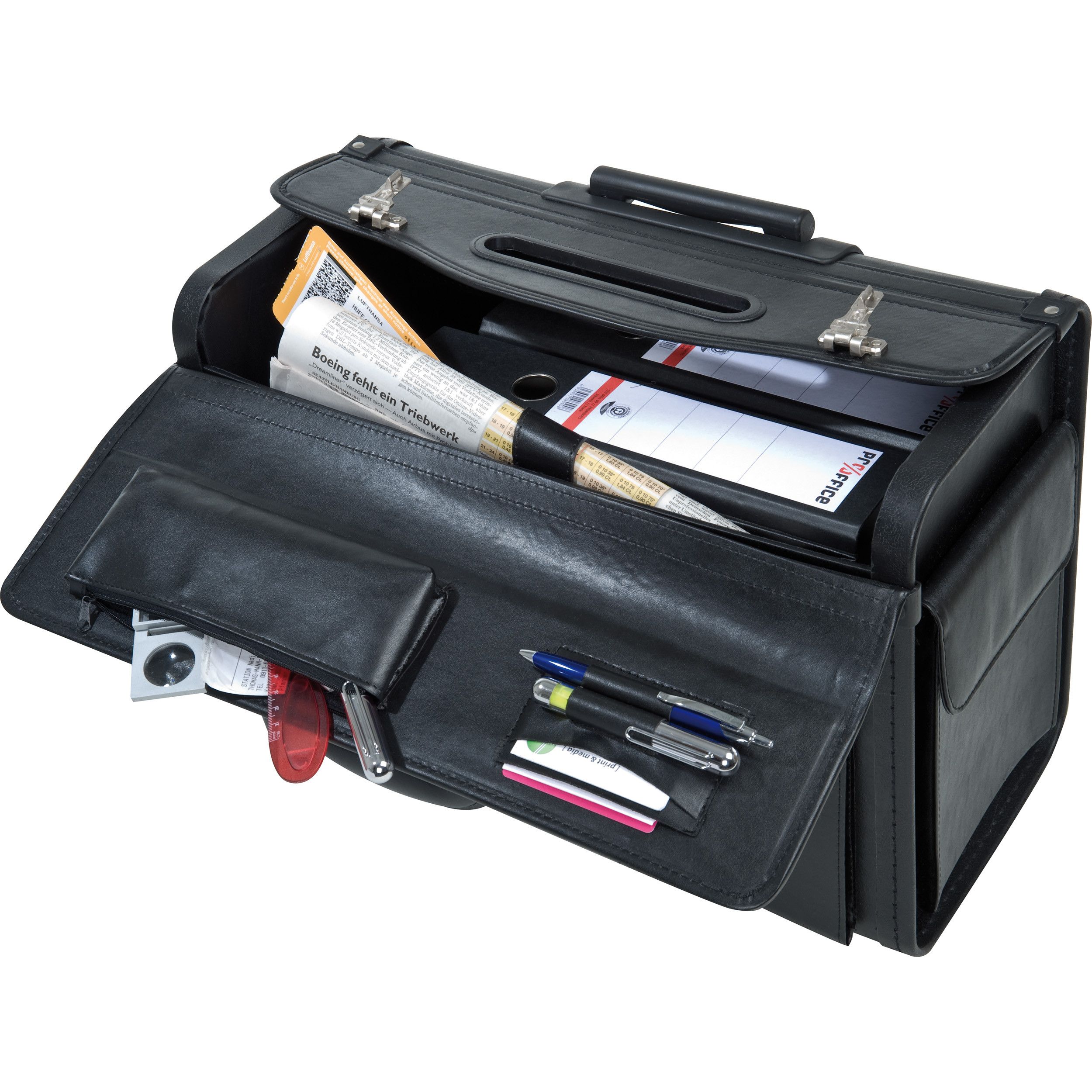 Akten-/Pilotenkoffer Trolley aus Kunstleder - schwarz-953
