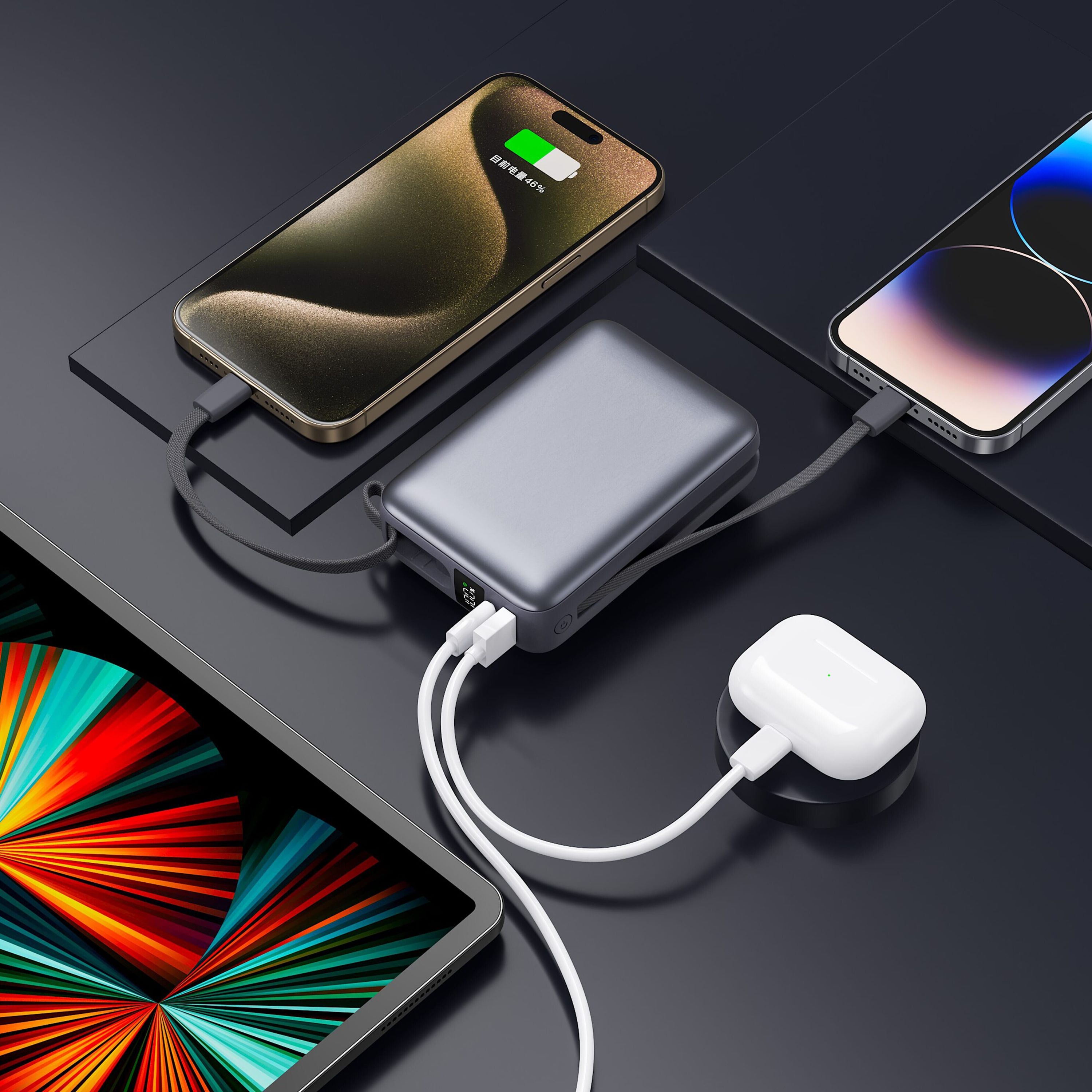 Nova Powerbank 22,5 W Power Delivery mit integrierten Kabeln 20000 mAh - dunkelgrau-902