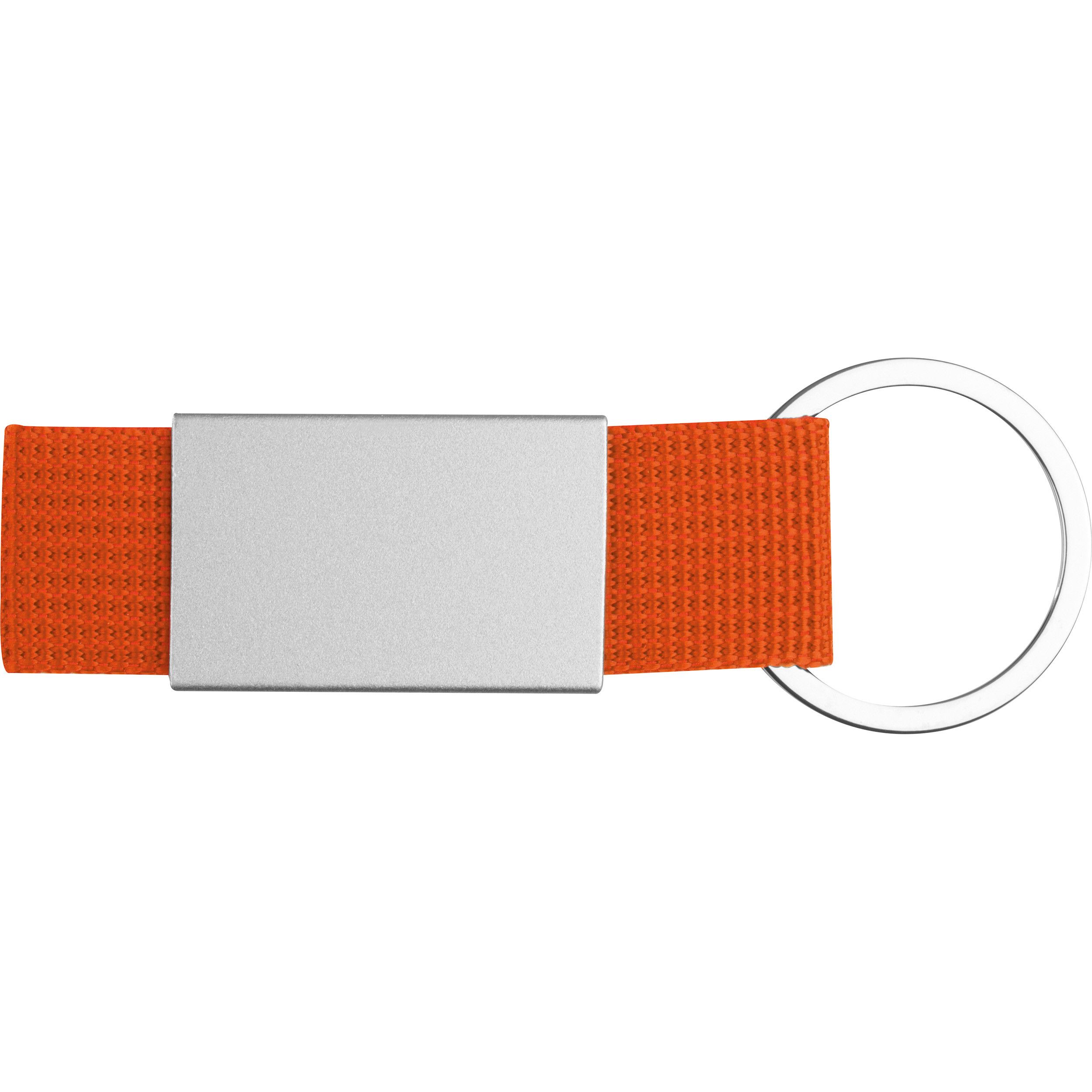 Schlüsselanhänger mit farbigem Stoffbändchen - orange-662