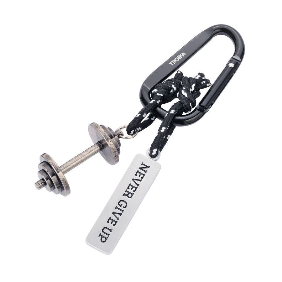Schlüsselanhänger NEVER GIVE UP - schwarz - silber-445