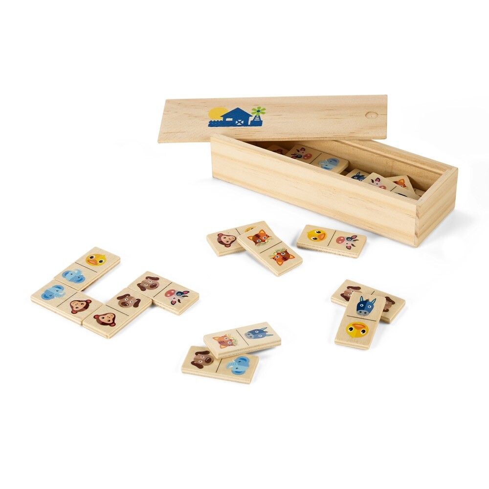 DOMIN Domino-Spiel aus Holz mit 28 Tierfiguren - naturhell-341