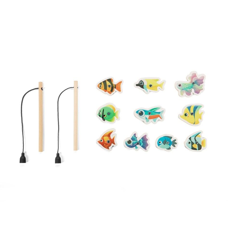 FISHY Angelspiel mit 10 Holzfischen, ideal für Kinder - natur-272