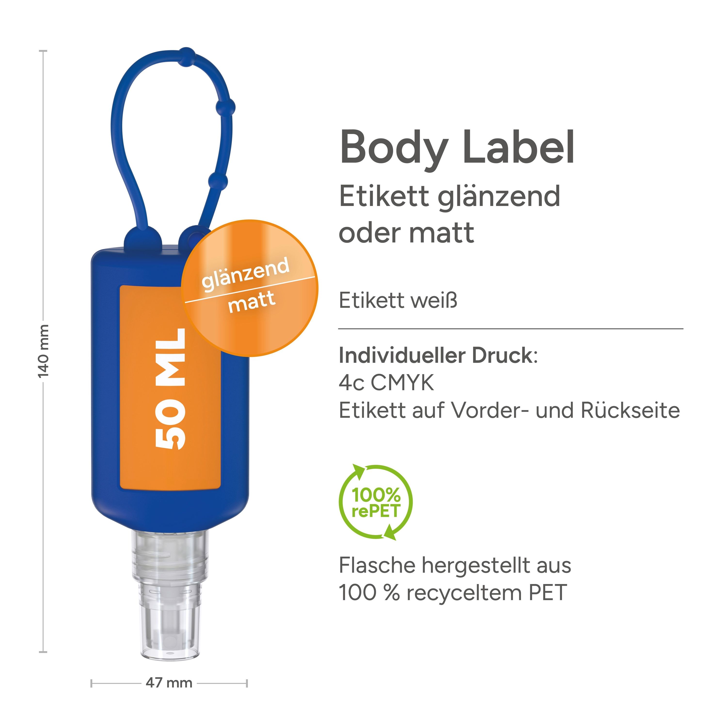 50 ml Bumper Hände-Desinfektionsspray (DIN EN 1500) Body Label-455