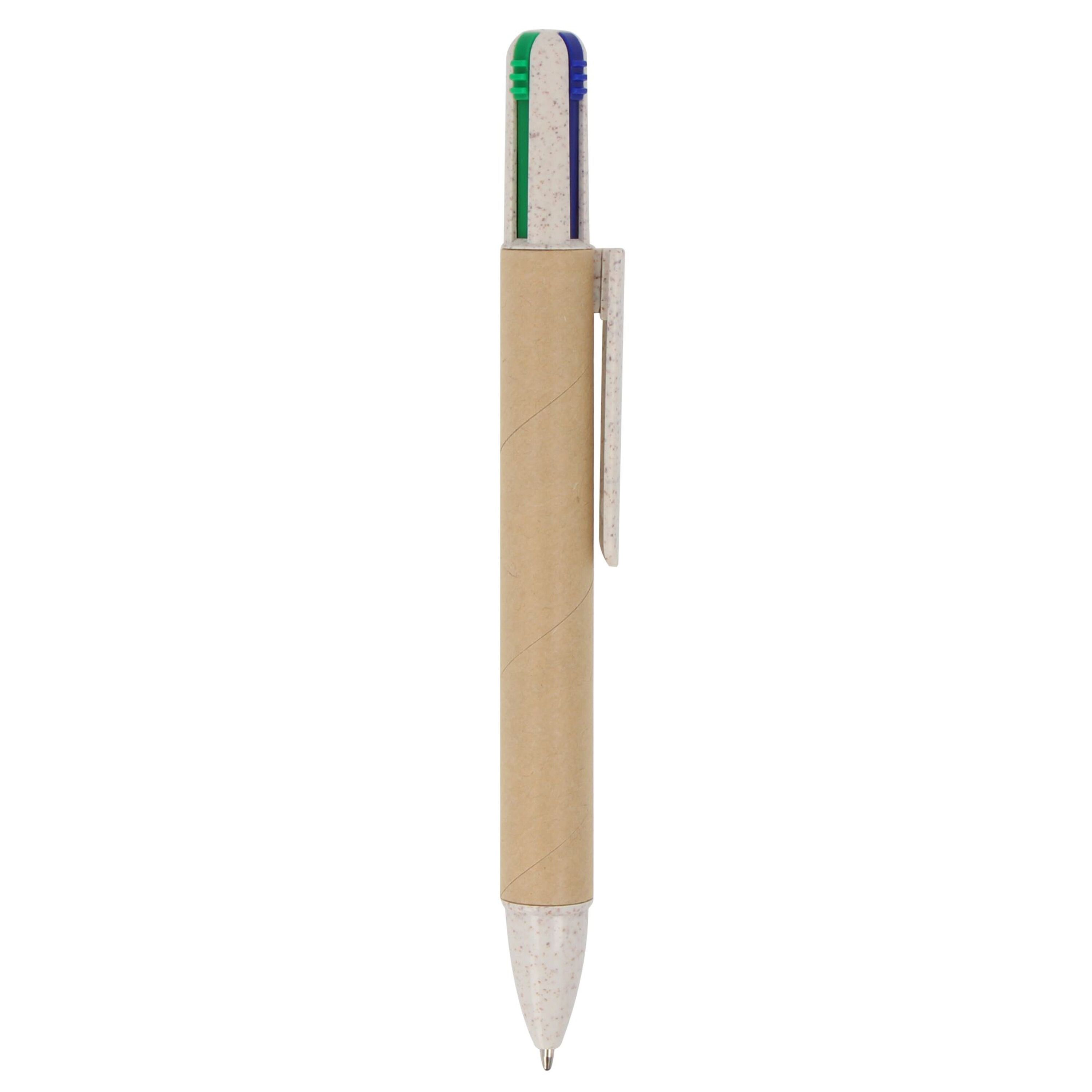 Papierkugelchreiber mit 4 Schreibfarben - natur-74