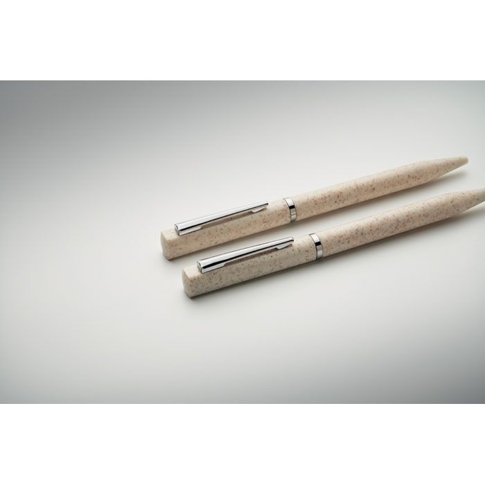 Schreibgeräte-Set Stroh/ABS PEAT - beige-377
