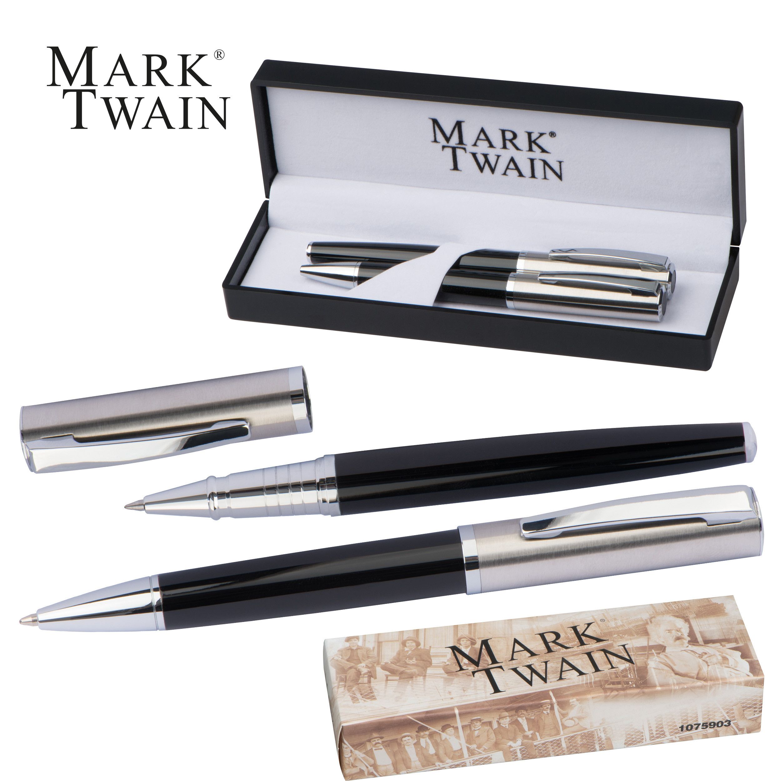 Mark Twain Schreibset Kugelschreiber und Rollerball - schwarz-291