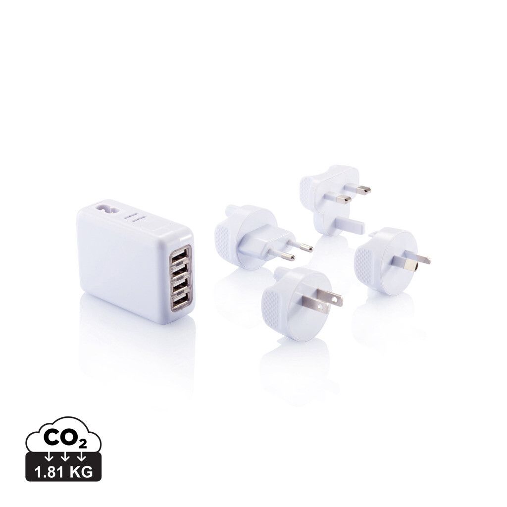 Reiseadapter mit 4fachem USB Anschluss - weiß-123