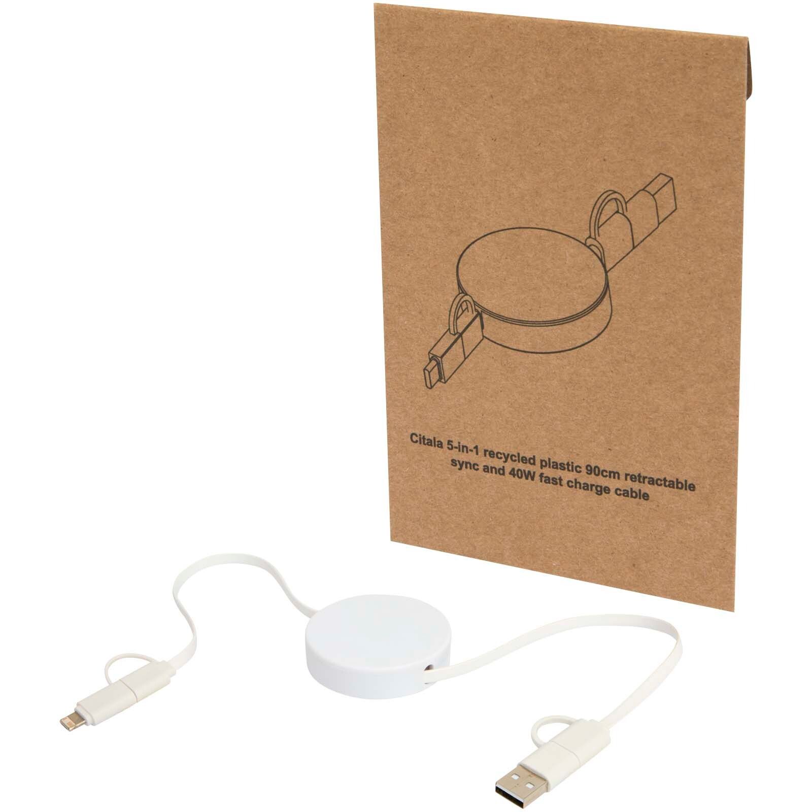 Citala 90 cm 5-in-1 Kabel aus recyceltem Kunststoff für Datenübertragung und 40W Schnellladung - weiss-857