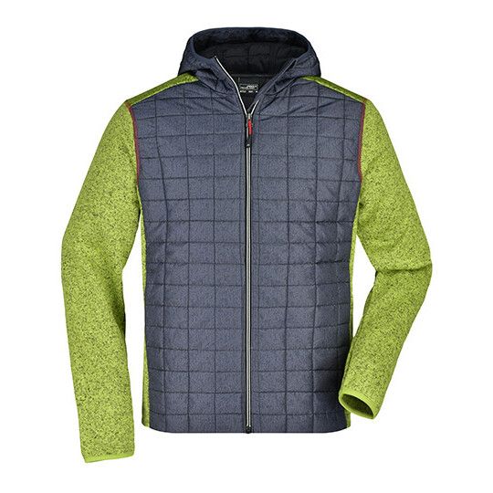 Men´s Knitted Hybrid Jacket - kiwi melange - anthracite melange-359