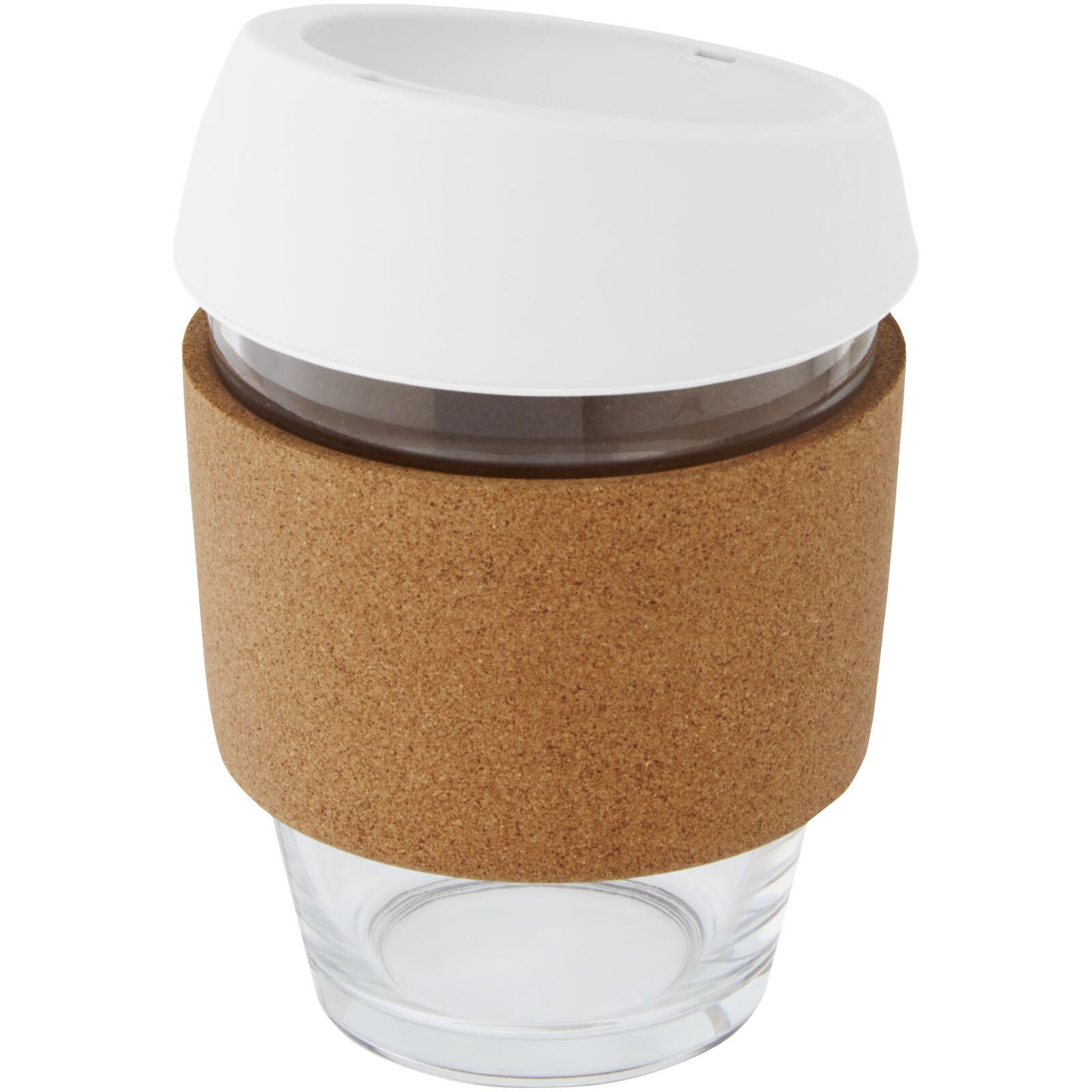 Lidan 360 ml Becher aus Borosilikatglas mit Korkgriff und Silikondeckel - weiss-792