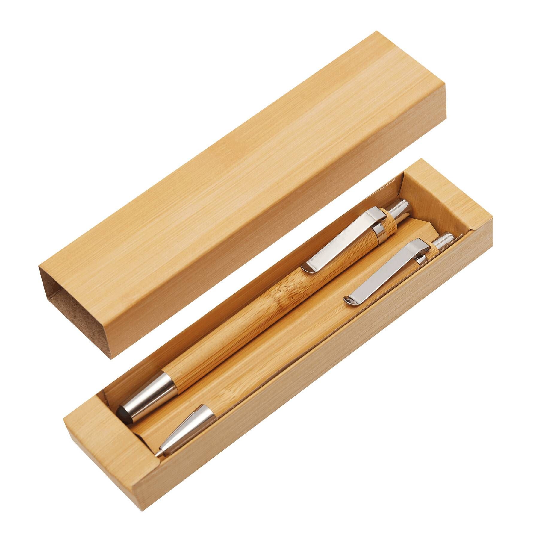 Schreibset DOUBLE BAMBOO - braun - silber-778