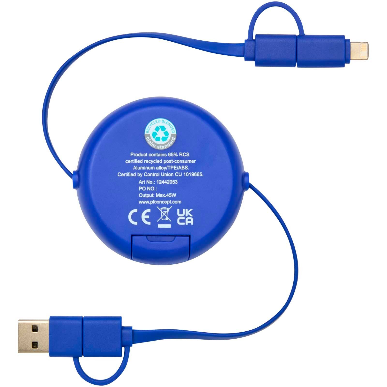 Alasia 100 cm 5-in-1 Kabel aus recyceltem Kunststoff und Aluminium, einziehbar, für Datenübertragung und mit 45W Schnellladung - royalblau-322